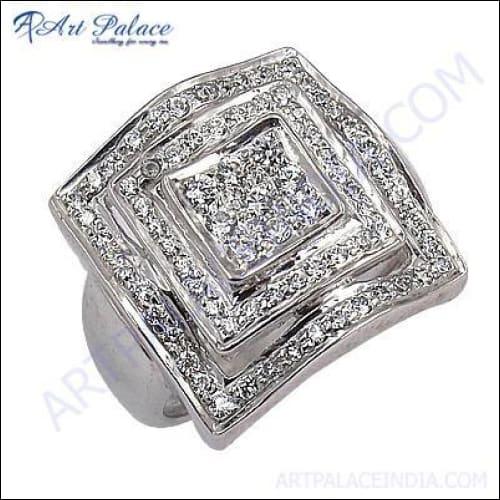 Dazzling Cubic Zirconia Silver Ring showcasing a sparkling stone set in high-quality silver, perfect for elegant occasions.
