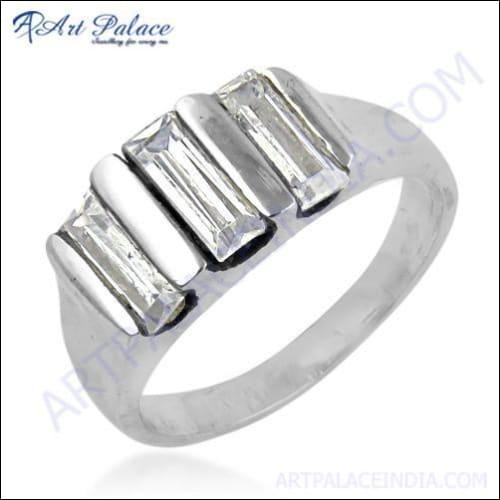 Delicate Crystal Gemstone 925 Sterling Silver Ring showcasing a sparkling crystal set in a beautifully crafted silver band.
