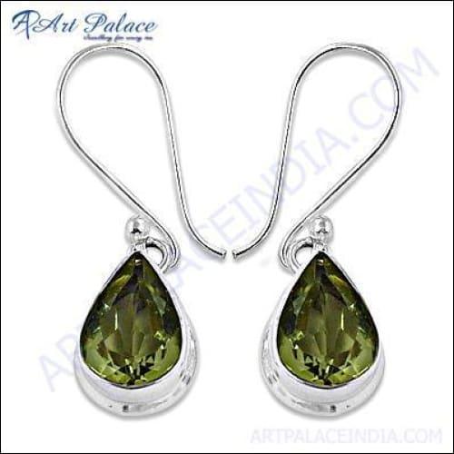 Delicate silver earrings featuring lemon quartz gemstones, showcasing elegance and style.