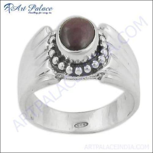 Delicate Ruby Gemstone Silver Ethnic Ring showcasing intricate design and craftsmanship with a vibrant ruby set in high-quality silver.