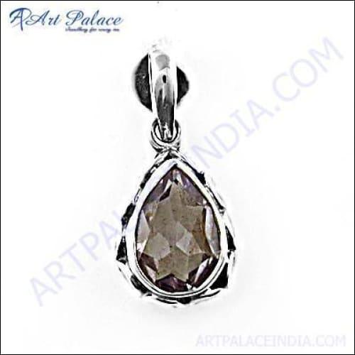 Elegant Designer Fashion Silver Pendant featuring a stunning Amethyst gemstone, showcasing intricate craftsmanship and modern design.
