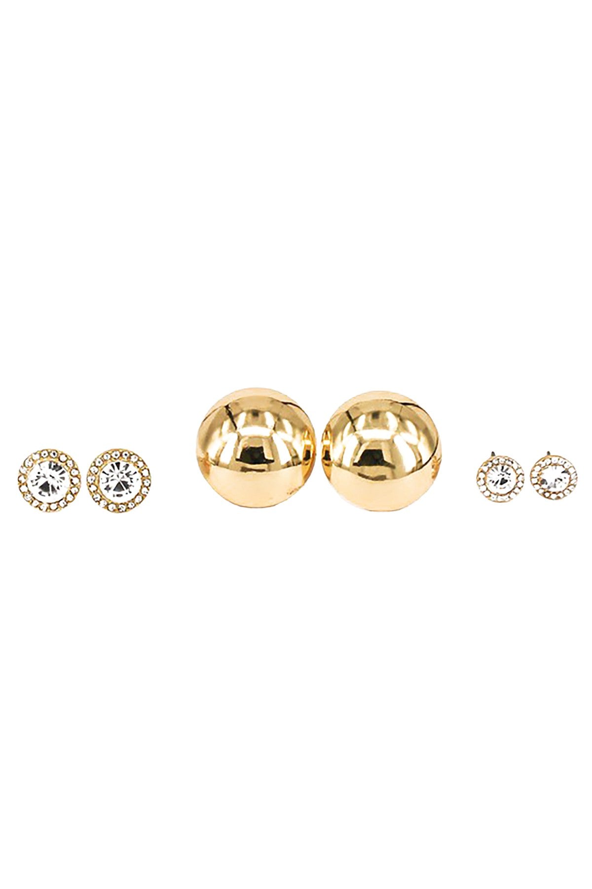 Three pairs of elegant post earrings featuring sparkling crystals in various drop lengths.