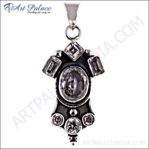 Elegant 925 Silver Jewelry featuring a sparkling Crystal Cubic Zirconia Pendant, showcasing intricate design and high-quality craftsmanship.