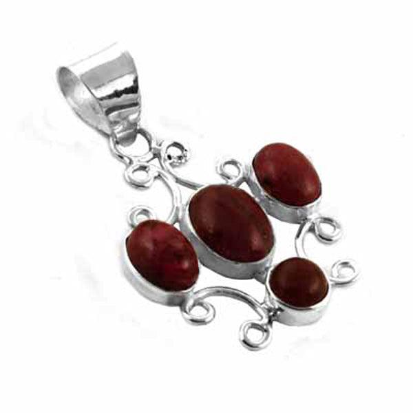 Elegant 925 Sterling Silver Ruby Gemstone Pendant showcasing intricate artisan design and vibrant ruby stone.