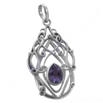 Elegant Amethyst Stone 925 Silver Pendant featuring a stunning purple gemstone set in high-quality silver, showcasing artisan craftsmanship.
