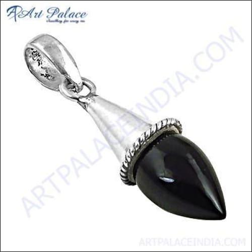 Elegant black onyx gemstone silver pendant crafted from 925 sterling silver, showcasing a unique design perfect for party wear.