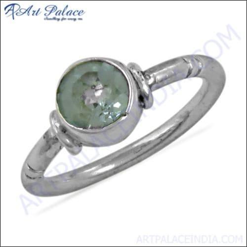 Elegant blue topaz gemstone ring set in 925 sterling silver, showcasing its brilliant color and intricate design.