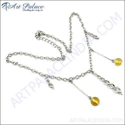Elegant Citrine Silver Necklace featuring vibrant citrine gemstones set in high-quality silver, showcasing a unique and sophisticated design.