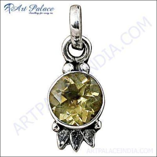 Elegant Citrine Silver Pendant featuring a vibrant yellow gemstone set in high-quality silver, showcasing exquisite craftsmanship.