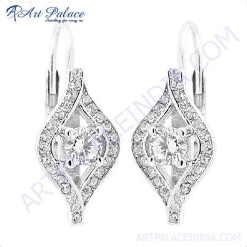 Elegant silver earrings featuring sparkling cubic zirconia gemstones, perfect for stylish occasions.