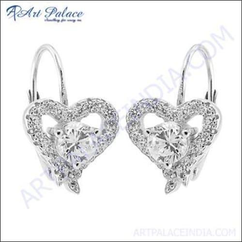 Elegant CZ Sterling Silver Earrings featuring sparkling cubic zirconia stones, showcasing a sophisticated design perfect for any occasion.