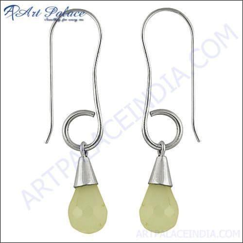 Elegant drop shape earrings featuring white chalcedony stones set in high-quality silver, perfect for any occasion.