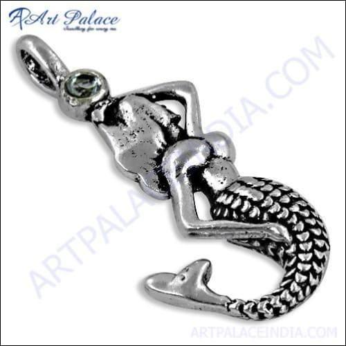 Elegant Ethnic Silver Pendant featuring a stunning amethyst gemstone, crafted from 925 sterling silver with intricate detailing.