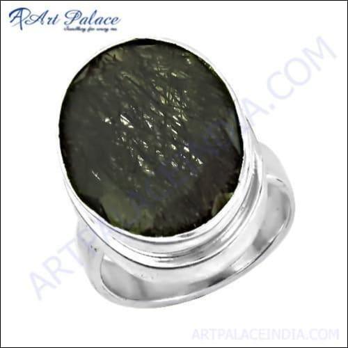 Elegant Fancy Black Rutile Gemstone Silver Ring showcasing a unique black rutile gemstone set in a polished silver band, perfect for stylish jewelry lovers.