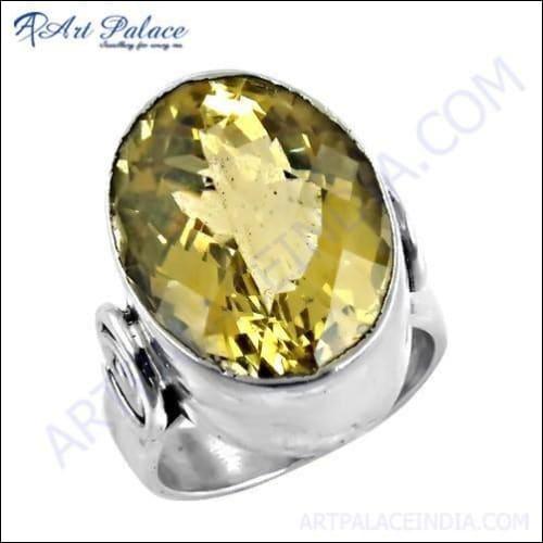 Elegant Fancy Citrine Gemstone Silver Ring featuring a vibrant citrine stone set in 925 sterling silver, showcasing intricate design and craftsmanship.