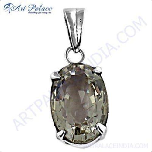 Elegant Fancy Cubic Zirconia Gemstone Silver Pendant showcasing a sparkling cubic zirconia stone set in a polished silver frame.
