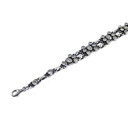 Elegant Fashion Shining Cubic Zirconia Gemstone Silver Bracelet featuring sparkling cubic zirconia gems on a delicate silver chain.