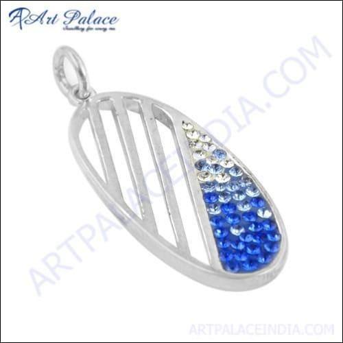 Elegant Fret Silver Pendant featuring sparkling cubic zirconia, showcasing intricate design and high-quality craftsmanship.