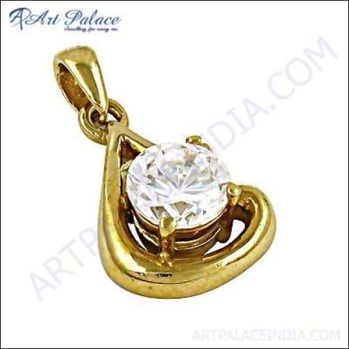 Elegant gold-plated cubic zirconia silver pendant showcasing sparkling stones and a sophisticated design.