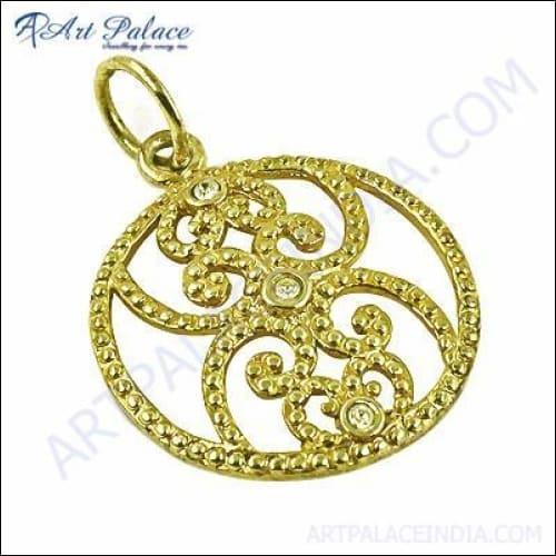 Elegant gold-plated silver gemstone pendant showcasing intricate design and vibrant gemstones, perfect for ethnic jewelry lovers.