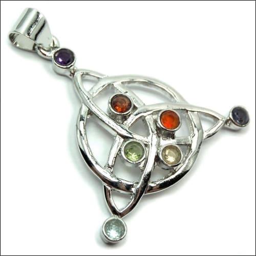 Elegant Multi-Gemstone 925 Sterling Silver Pendant featuring vibrant gemstones set in a stylish design.