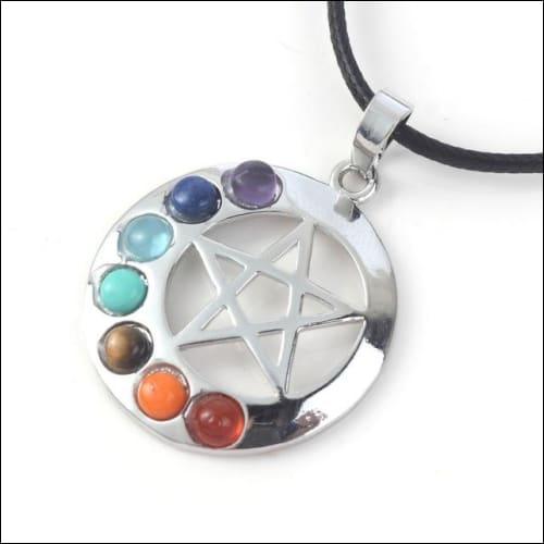 Elegant Multi-Gemstone Circle Star Pendant in 925 Silver, showcasing vibrant gemstones and intricate craftsmanship.