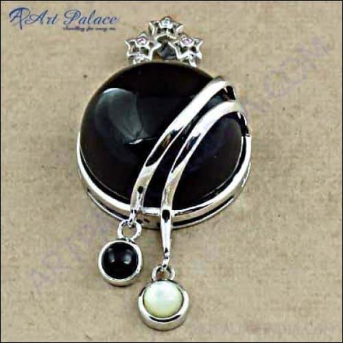 Elegant Multi-Gemstone Pendant crafted in 925 Sterling Silver, showcasing vibrant gemstones in a stylish design.