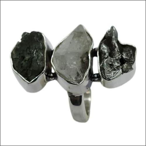 Elegant Multi-Stone 925 Silver Ring featuring various natural gemstones set in a stylish design.