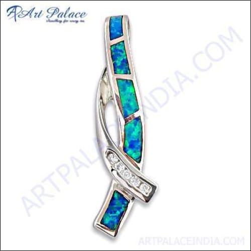 Elegant Opal Cubic Zirconia Gemstone Silver Pendant showcasing a vibrant opal and sparkling cubic zirconia set in high-quality silver.
