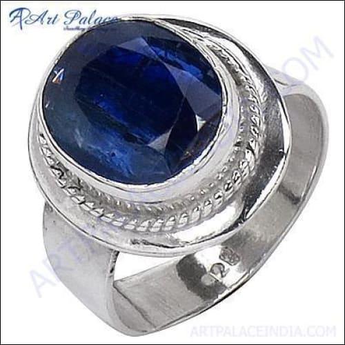 Elegant silver ring featuring a stunning Kyanite gemstone, perfect for party wear.