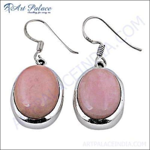 Elegant Pink Opalite Silver Earrings featuring delicate pink opalite stones set in high-quality silver, perfect for any occasion.