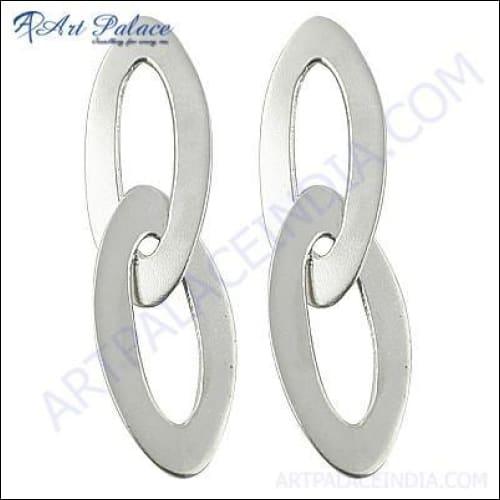 Elegant Plain Silver Earrings showcasing a timeless design, crafted from high-quality silver with a polished finish.