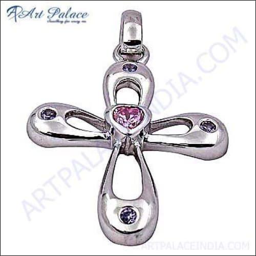 Elegant Religious Fashion Pendant featuring sparkling Cubic Zirconia gemstones, showcasing intricate design and high-quality craftsmanship.