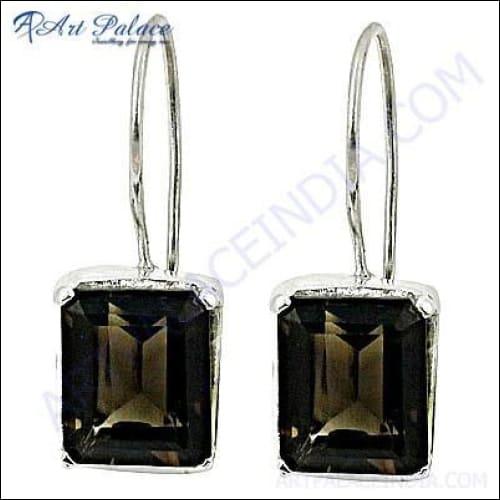 Elegant smokey quartz silver earrings showcasing a unique design with shimmering stones set in high-quality silver.