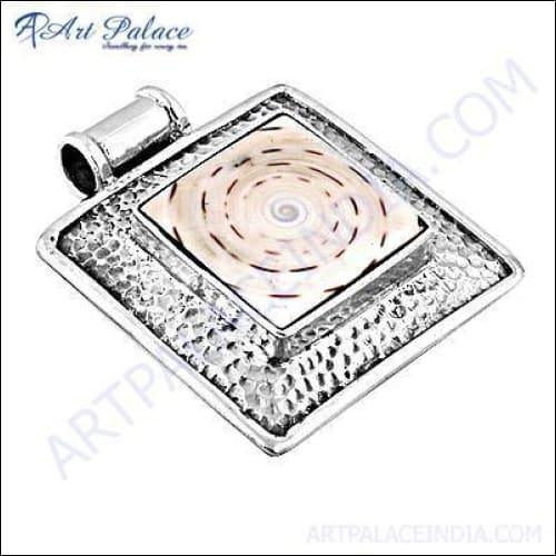 Elegant Sterling Silver Shell Pendant showcasing intricate shell design, perfect for fashion enthusiasts.