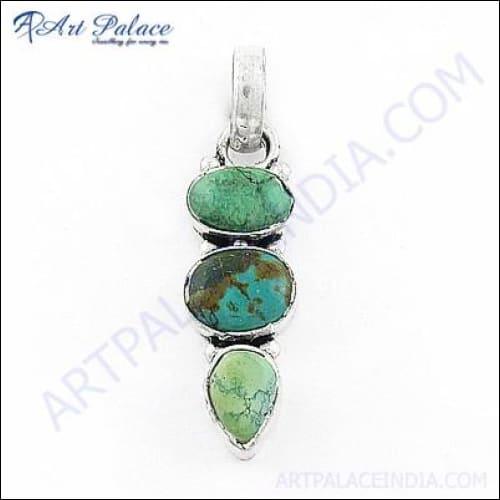 Elegant three-tone gemstone pendant crafted in German silver, showcasing a unique design with vibrant gemstones.
