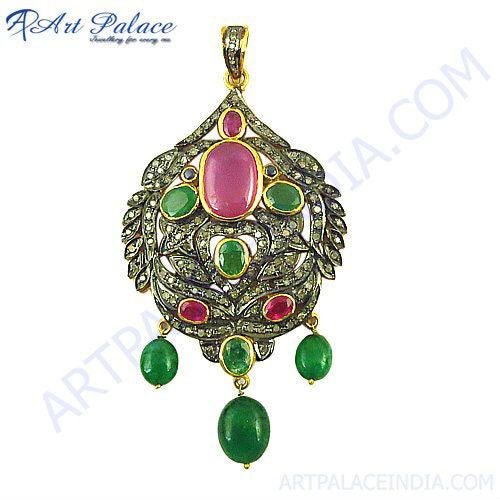 Elegant Victorian Gold-Plated 925 Silver Pendant showcasing intricate design and luxurious finish, perfect for fashionable parties.