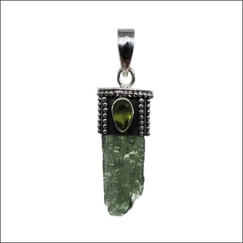 Exceptional Moldavite Peridot Stone 925 Silver Pendant showcasing unique green gemstones set in high-quality silver.