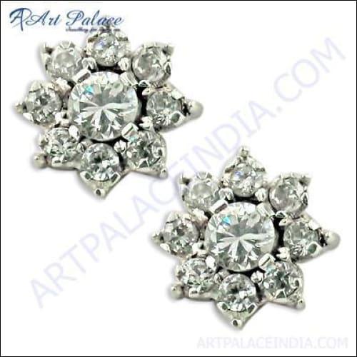 Exclusive 925 sterling silver earrings featuring sparkling cubic zirconia gemstones, elegantly designed for a sophisticated look.