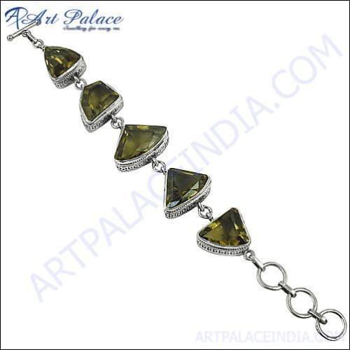 Exclusive Designer Beer Quartz and Silver Gemstone Bracelets showcasing intricate craftsmanship and elegant design.