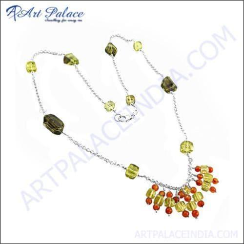 Exclusive Lemon Quartz and Red Onyx Silver Necklace showcasing vibrant gemstones and elegant silver chain, perfect for any occasion.