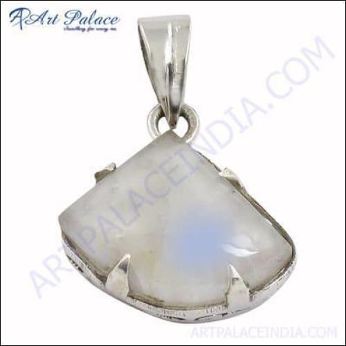 Exclusive Rainbow Moonstone Silver Pendant showcasing a vibrant moonstone set in a delicate silver design, perfect for elegant jewelry lovers.
