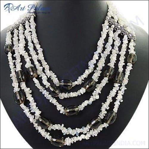 Exclusive Smokey Quartz & Unakite Gemstone Silver Necklace showcasing vibrant green and peach hues with intricate sterling silver detailing.