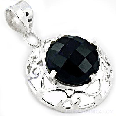 Exquisite Black Onyx 925 Silver Gemstone Pendant showcasing a deep black onyx stone set in a beautifully crafted 925 sterling silver design.