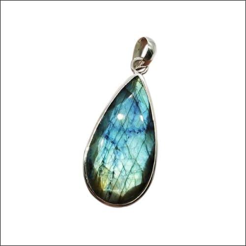 Exquisite pear shape Labradorite gemstone pendant in 925 silver, showcasing vibrant colors and elegant design.