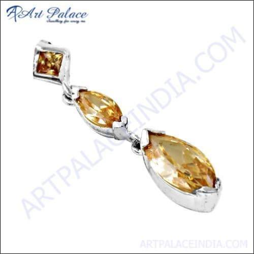 Extra shiny zirconia gemstone silver pendant showcasing its elegant design and sparkling appearance.