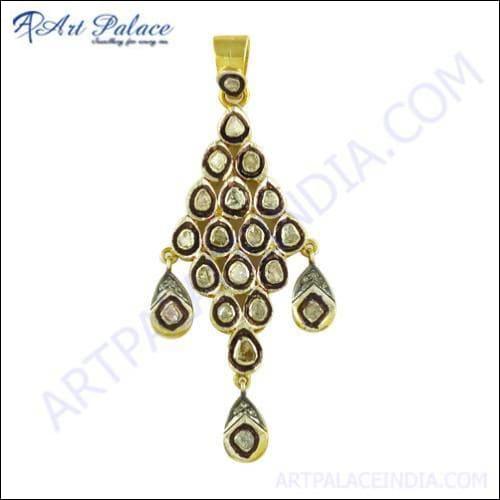 Fabulous Victorian Glamour Diamond Gold-Plated Silver Pendant featuring intricate designs and sparkling diamonds.