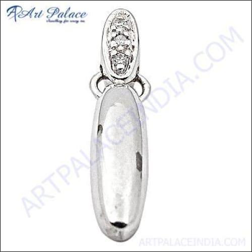 Famous Design Cubic Zirconia Gemstone Silver Pendant showcasing its elegant design and sparkling gemstone.