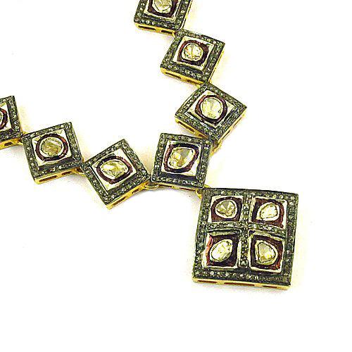 Fashionable Diamond Victorian Silver Necklace featuring intricate Victorian design with shimmering diamonds on a silver chain.