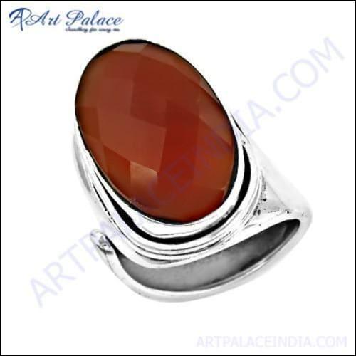 Fashionable adjustable ring featuring a red onyx gemstone set in 925 sterling silver, showcasing intricate craftsmanship.